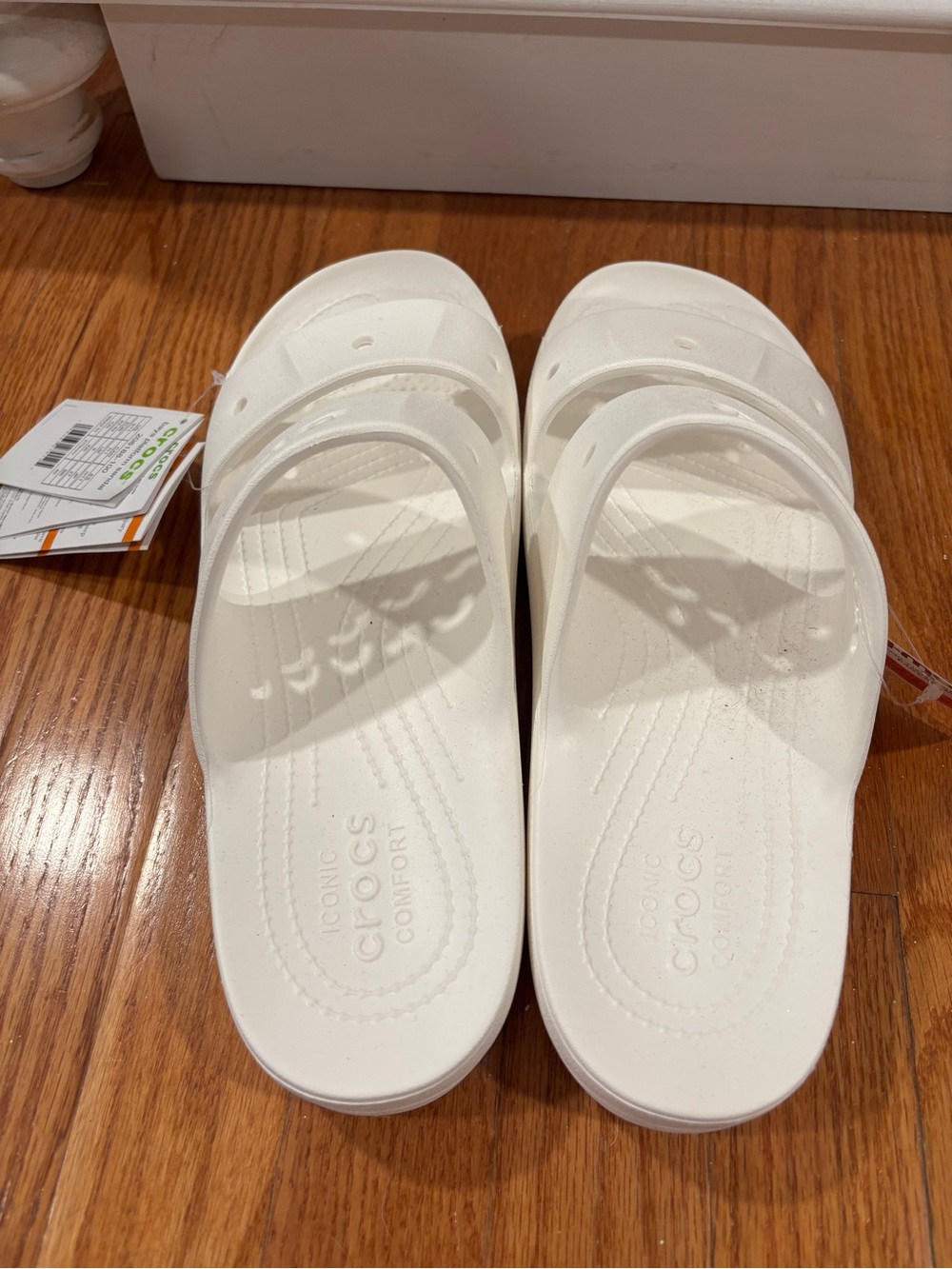 CROCS White Dual Strap Slide Sandals - Picture 2 of 4